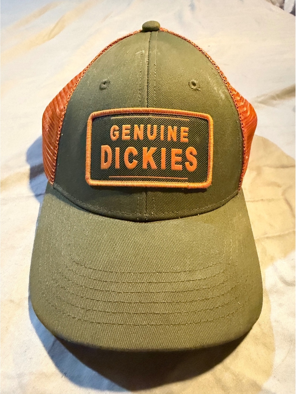 Dickies Genuine Logo Trucker Hat - Olive Green and Orange